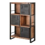 Meubletmoi - biblioth�que 3 �tag�res 3 portes bois d'acacia et m�tal - workshop