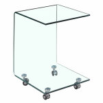 Meubletmoi - bout de canap� carr� h. 62 cm en verre tremp� avec 4 roulettes - ice