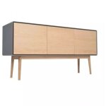 Meubletmoi - buffet dcor bois de chne et gris pieds chne massif - flit 3509