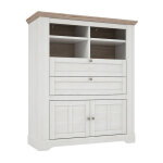 Buffet haut 2 portes 2 tiroirs 4 niches dcor chne blanchi - angele
