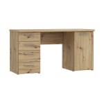 Meubletmoi - bureau droit 145 cm 1 porte 4 tiroirs d�cor ch�ne rustique - marie