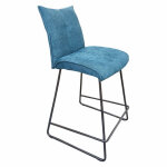 Meubletmoi - chaise de bar en tissu bleu avec pitement en mtal noir mat - lucky