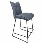 Meubletmoi - chaise de bar en tissu gris avec piètement en métal noir mat - lucky Meubletmoi - chaise de bar en tissu gris avec piètement en métal noir mat - lucky