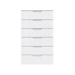 Chiffonnier h. 117 cm 6 tiroirs blanc laqu et mat - pure