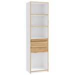 Meubletmoi - colonne / bibliothèque l. 59 cm 2 tiroirs décor blanc et chêne - conan Meubletmoi - colonne / bibliothèque l. 59 cm 2 tiroirs décor blanc et chêne - conan