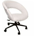 Meubletmoi - fauteuil de bureau en tissu bouclette �cru avec pi�tement noir - marty