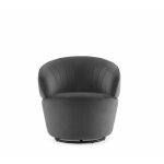 Meubletmoi - fauteuil rond pivotant 360 velours gris anthracite moderne - corolla