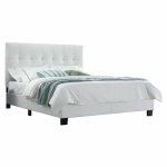 Meubletmoi - lit double 140 x 190 cm en simili blanc + sommier fixe - pandora