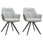 Meubletmoi - lot 2 chaises rotatives 180� en tissu gris pied en m�tal noir - corine