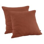 Meubletmoi - lot 2 taies d'oreillers 60x60 double gaze de coton terracotta - pepa 1