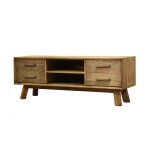 Meubletmoi - meuble tv 130 cm en bois massif recycl� 2 niches 2 tiroirs - chalet