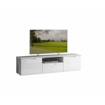 Meubletmoi - meuble tv 170 cm blanc laqu et mat 2 portes 1 tiroir - pure
