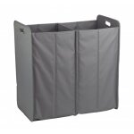 Meubletmoi - panier  linge 2 compartiments pliant en tissu gris - basket