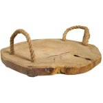 Meubletmoi - plateau ap�ro 31 cm en bois de teck brut et poign�es corde ? peyton
