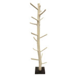 Meubletmoi - porte - manteau arbre en bois de teck 200 cm socle en bois noir - eole