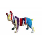 Meubletmoi - sculpture chien bulldog blanc peinture multicolore h. 32 cm - medor