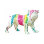 Meubletmoi - sculpture chien bulldog blanc d�cor peinture multicolore - color dog