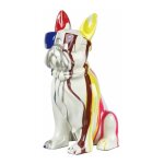 Meubletmoi - statue chien blanc � lunettes et peinture h. 37 cm - the boss