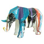 Meubletmoi - statue �l�phant g�om�trique coulure noir multicolore h21 cm - dumbo 03