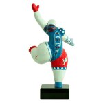 Meubletmoi - statue femme jambe lev�e avec motif bleu et rouge h33 cm - lady pirate