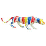 Meubletmoi - statue panth�re avec coulures peintures multicolores l85 cm - bagheera