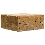 Meubletmoi - table basse carrée l. 100 cm avec assemblage de bois de teck - tekku Meubletmoi - table basse carrée l. 100 cm avec assemblage de bois de teck - tekku