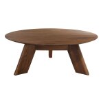 Meubletmoi - table basse ronde en bois brun d. 90 cm avec 3 pieds inclin�s - zara