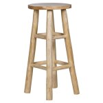 Tabouret haut h. 75 cm en bois de teck avec repose pieds - felicia