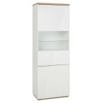 Meubletmoi - vitrine rversible dcor chne textur et blanc laqu - veronica