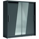 Meublorama - armoire 2 portes coulissantes avec miroir oblique 205 cm - gris graphite - collection bahia ... Meublorama - armoire 2 portes coulissantes avec miroir oblique 205 cm - gris graphite - collection bahia ...