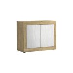 Meublorama - buffet 2 portes collection access. coloris blanc et chne clair