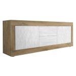 Meublorama - buffet 4 portes, collection sky, ch�ne noir, id�al pour cuisine / salle � manger design