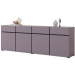Meublorama - buffet xl coloris violet pastel 225cm collection havana. bahut design avec 4 portes et 4 ...