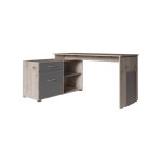 Meublorama - bureau d'angle - chne wellington et gris graphite - collection como
