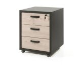 Meublorama - caisson de rangement bureau 3 tiroirs ch�ne et noir collection dep�