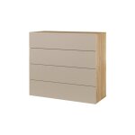 Meublorama - commode 4 tiroirs vox coloris ch�ne et beige