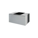 Meublorama - meuble sous vasque suspendu collection owl, blanc mat et brillant, plaque en verre noir, ...