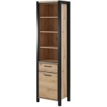 Meublorama - vitrine haute collection tivora. couleur ch�ne et noir. led incluses