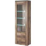Meublorama - vitrine haute design 1 porte, collection santiago. coloris noyer et noir effet bois