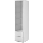 Meublorama - vitrine haute zante avec 1 porte vitre et 2 tiroirs - blanc brillant - 50 x 194 x 48 cm ...