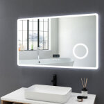 Meykoers - miroir lumineux de salle de bain 100x60cm avec anti - bue, horloge, bluetooth, 3 types led ...
