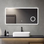 Meykoers - miroir lumineux de salle de bain 120x60cm avec miroir cosm�tiques 3x, interrupteur tactile ...