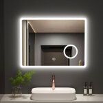 Meykoers - miroir lumineux de salle de bain 80x60cm anti - buée miroir mural, 3 dimmable éclairage et ... Meykoers - miroir lumineux de salle de bain 80x60cm anti - buée miroir mural, 3 dimmable éclairage et ...
