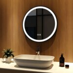 Meykoers miroir de salle de bain rond 60cm miroir muraux gradable, led rond miroir mural 3 couleurs lumires ...
