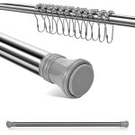 Tringle � rideau de douche en acier inoxydable 110 - 160cm, barre a rideau de douche sans per�age, avec ...