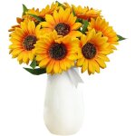 Mezheng - lot de 10 tournesols artificiels, tige unique, réaliste, en soie, pour arrangement de fleurs, ... Mezheng - lot de 10 tournesols artificiels, tige unique, réaliste, en soie, pour arrangement de fleurs, ...