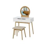 Mh - coiffeuse scandinave vally blanche et pin