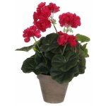 Mica decorations - g�ranium artificiel rose fonc� en pot plastique gris