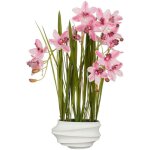 Mica decorations - cymbidium 'boat orchid' plante artificielle rose avec pot