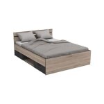 M&s - demeyere michigan lit adulte 140x190 cm - 2 tiroirs et 1 niche - industriel - d�cor chene bross� ...